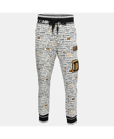 Pre-Owned Dolce & Gabbana Women's White Printed Cotton Knit Joggers