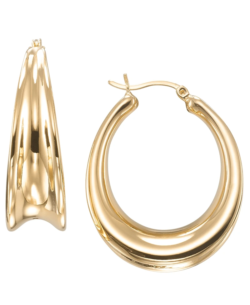 Macy's High Polished Concave Oval Hoop Earrings in 18k Yellow Gold Over Sterling Silver