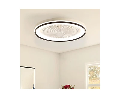 Sofucor 19-inch Modern White 7-Blade Ceiling Fan with Dimmable Color Changing Led and Remote Control