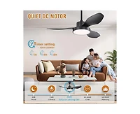 Sofucor 47-inch Modern Black 3 Blades Ceiling Fan with Six-Speed Remote Control and Timing Function and Light Kit