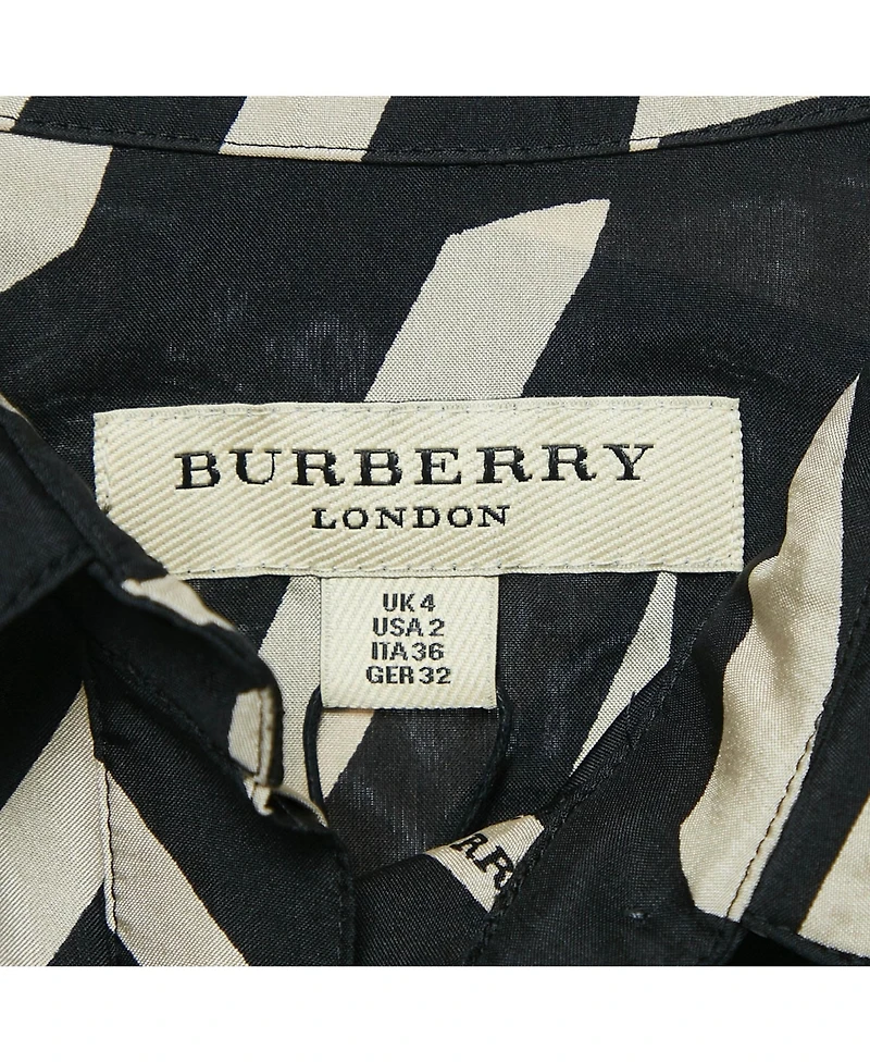 Pre-Owned Burberry Women's London Black Printed Silk Button Front Shirt
