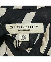 Pre-Owned Burberry Women's London Black Printed Silk Button Front Shirt
