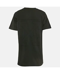 Pre-Owned Off-White Men's Pre-Owned Cotton Logo Applique Detail Crew Neck T-Shirt