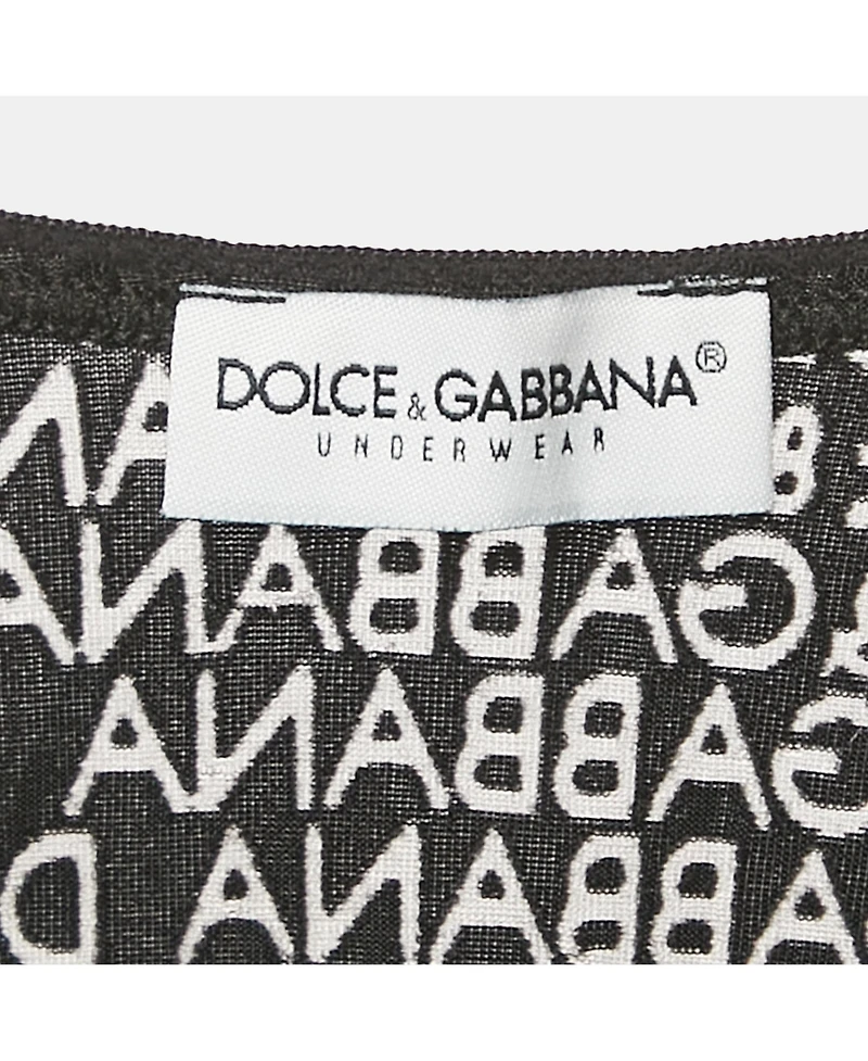 Pre-Owned Dolce & Gabbana Women's Black And Beige Dice Key Printed Silk Short Sleeve Top