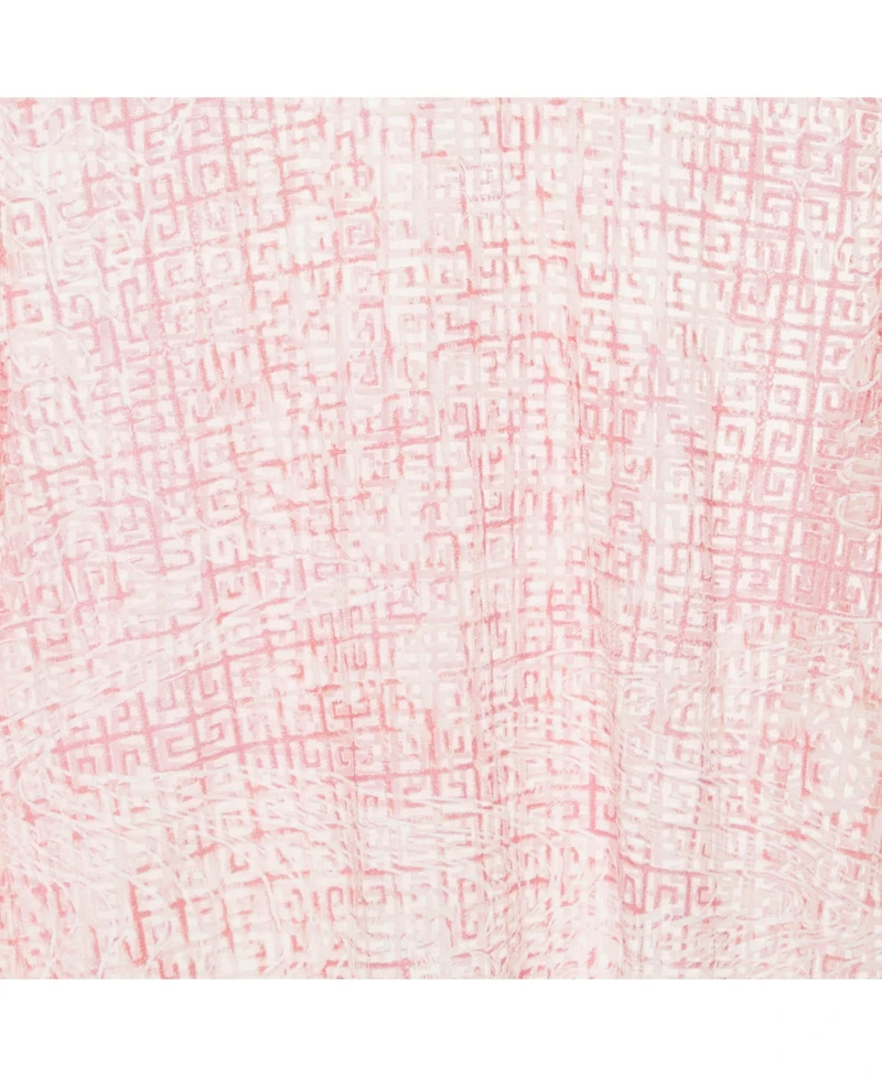 Pre-Owned Givenchy Women's Pink/white Mesh Velvet 4G Turtleneck Top