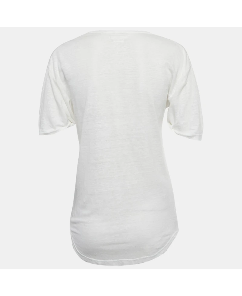 Pre-Owned Isabel Marant Women's Etoile Foil Logo Print Linen Jersey Top