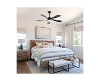 Sofucor 52-inch Modern Smart Standard Black 5-Blade Ceiling Fan with Remote Control and Led Light