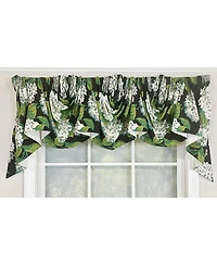 Rlf Home Hydrangea Empire Valance Navy 2-Scoop. 54"W X 25"L For windows up to 48"W