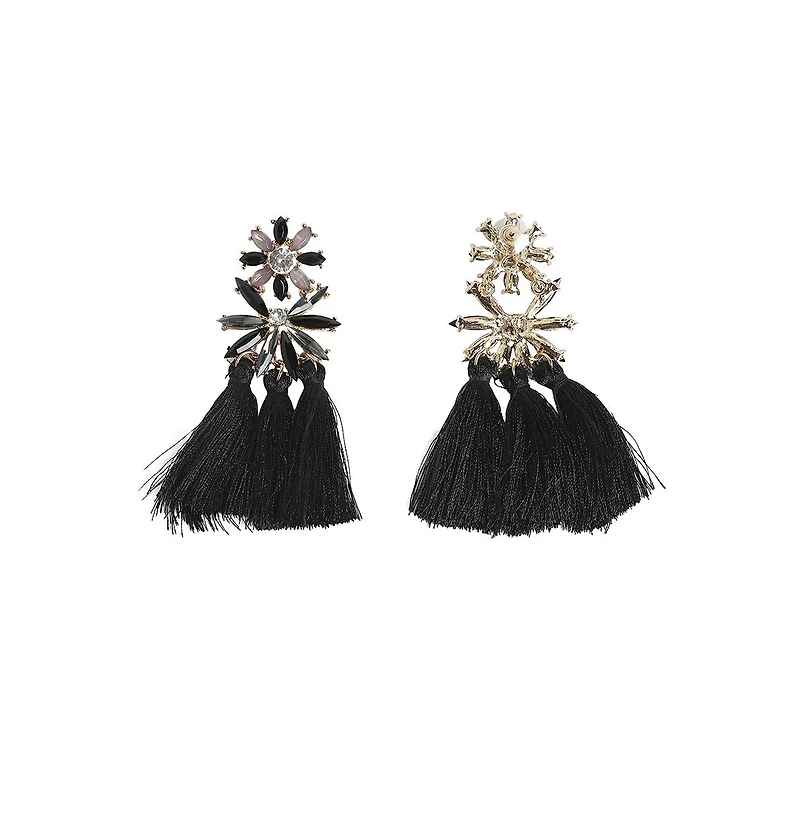 Sohi Crystal Tassel Drop Earrings