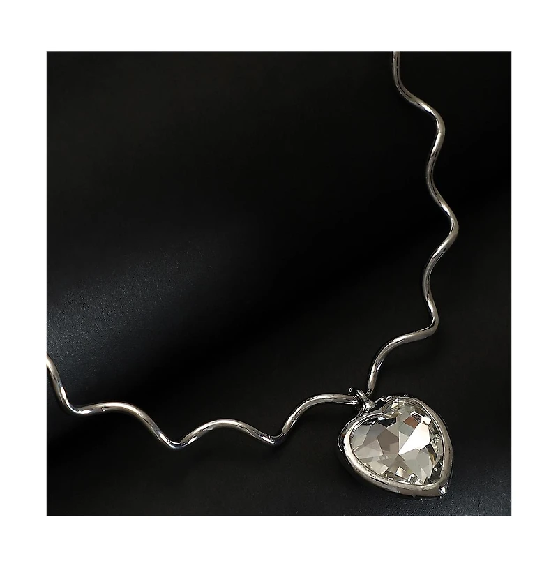 Sohi Women's The Coil-Coeur Collar Necklace - Chrome Silver