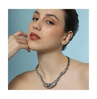 Women's The Hammered-Horn Collar Necklace - Chrome Silver