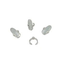 Sohi Women's The Enamel-Goliath Nail Rings - Metallic Silver (Set Of 4)