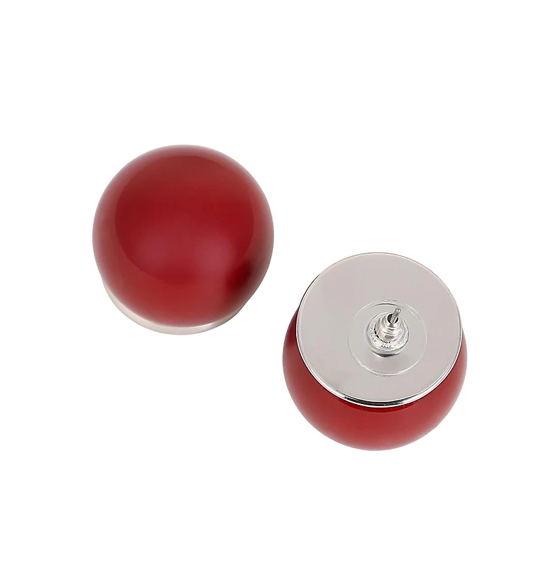 Women's The Chunky-Jacqueline Stud Earrings - Cherry Red & Metallic Silver