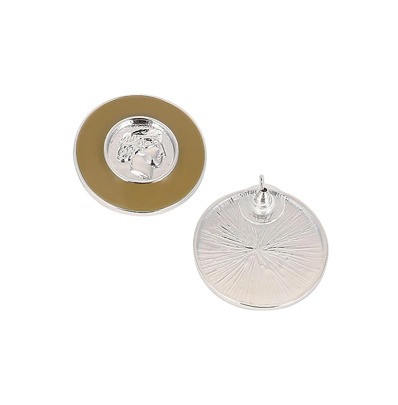 Women's The Enamel-Coin Stud Earrings - Metallic Silver