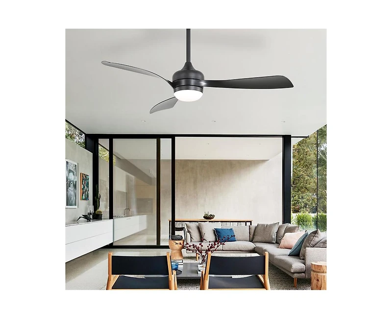 52-inch Modern Black Ceiling Fan with Led Light and Remote Control Dc Motor