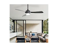 52-inch Modern Black Ceiling Fan with Led Light and Remote Control Dc Motor