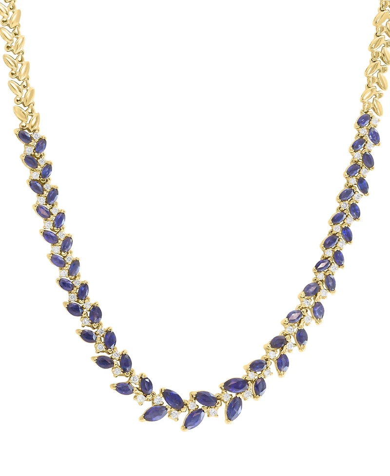 Effy Collection Diamond (3/4 ct. t.w.) & Sapphire (7-1/3 ct. t.w.) Necklace in 14k Yellow Gold
