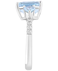 Effy Collection Diamond (1/10 ct. t.w.) & Aquamarine (2-5/8 ct. t.w.) Ring in 14k White Gold