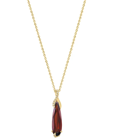 Effy Collection Diamond (1/10 ct. t.w.) & Garnet (3-3/8 ct. t.w.) Pendant Necklace in 14k Yellow Gold