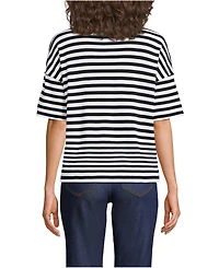 Lands' End Women's Elbow Sleeve Supima Cotton Relaxed Turtleneck