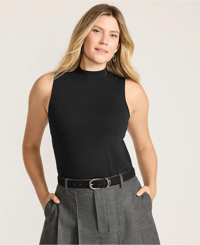 Lands' End Women's Sleeveless Polished Essentials Mock Neck Top
