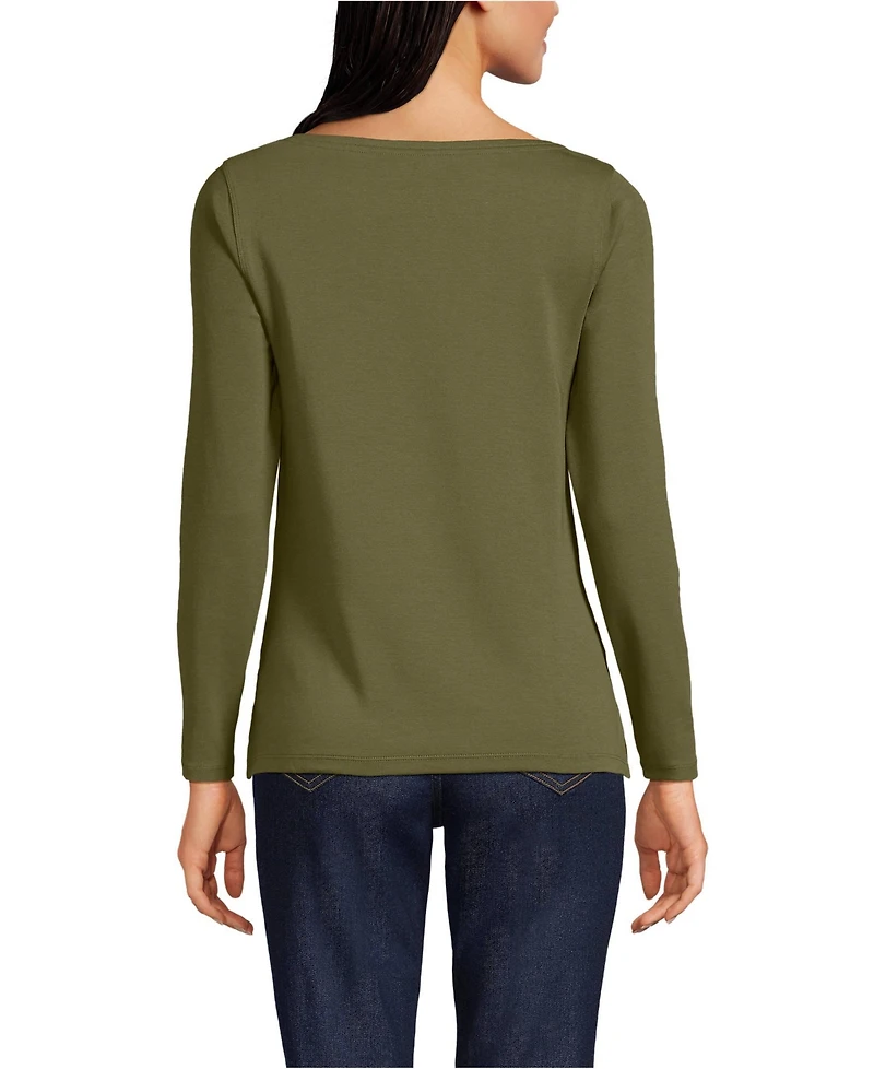 Lands' End Women's Long Sleeve Polished Essentials Boatneck Top