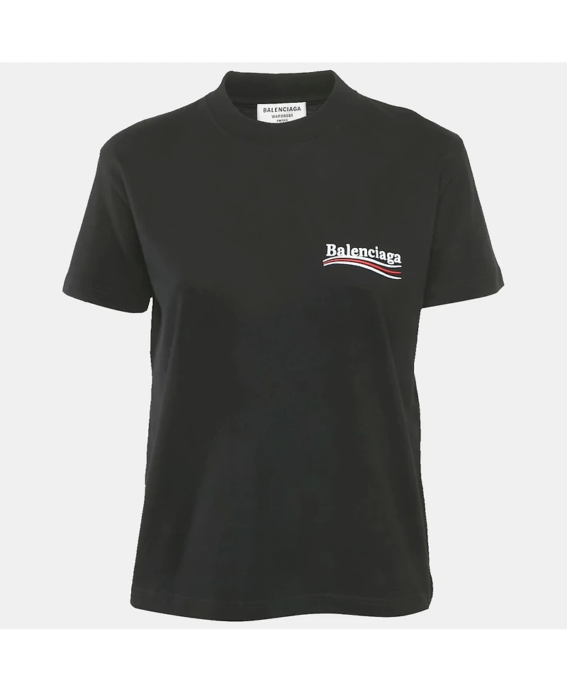 Pre-Owned Balenciaga Women's Women'sLogo Embroidery Cotton Crewneck Small Fit T-Shirt