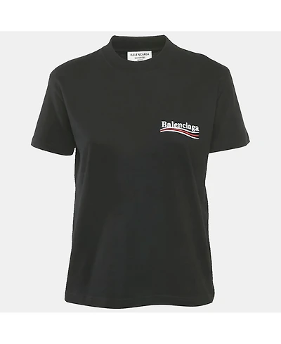 Pre-Owned Balenciaga Women's Women'sLogo Embroidery Cotton Crewneck Small Fit T-Shirt
