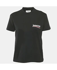 Pre-Owned Balenciaga Women's Women'sLogo Embroidery Cotton Crewneck Small Fit T-Shirt