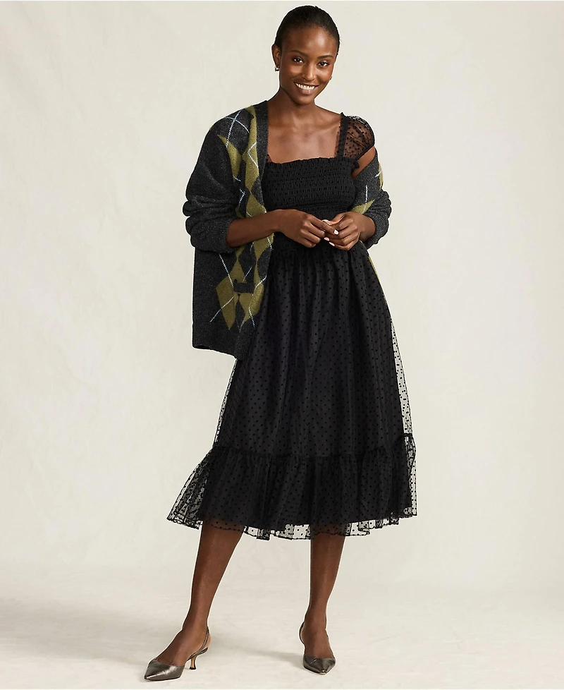 Lands' End Women's Flocked Chiffon Midi Dress