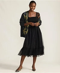 Lands' End Women's Flocked Chiffon Midi Dress