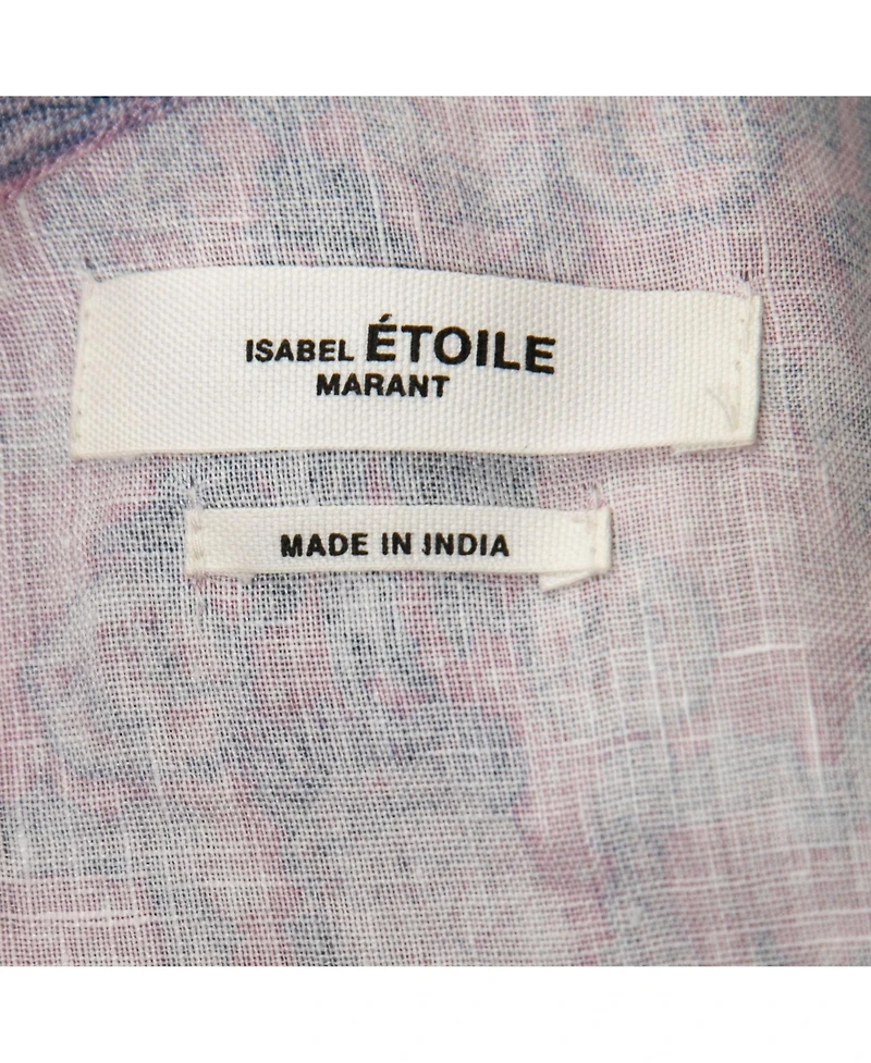 Pre-Owned Isabel Marant Women's Etoile Pink Printed Linen One-Shoulder Ruffled Top