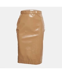 Pre-Owned Burberry Women's Beige Synthetic Split Hem Pencil Skirt