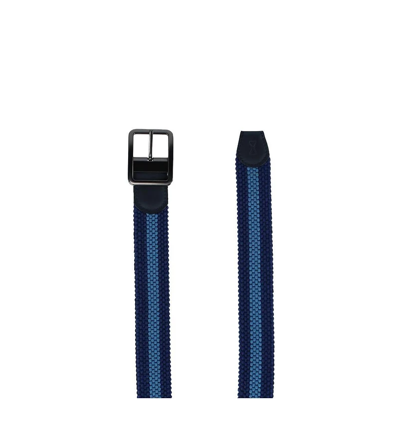 Trafalgar Big & Tall Arturo Black and Blue Striped Reversible Braided Casual Golf Belt