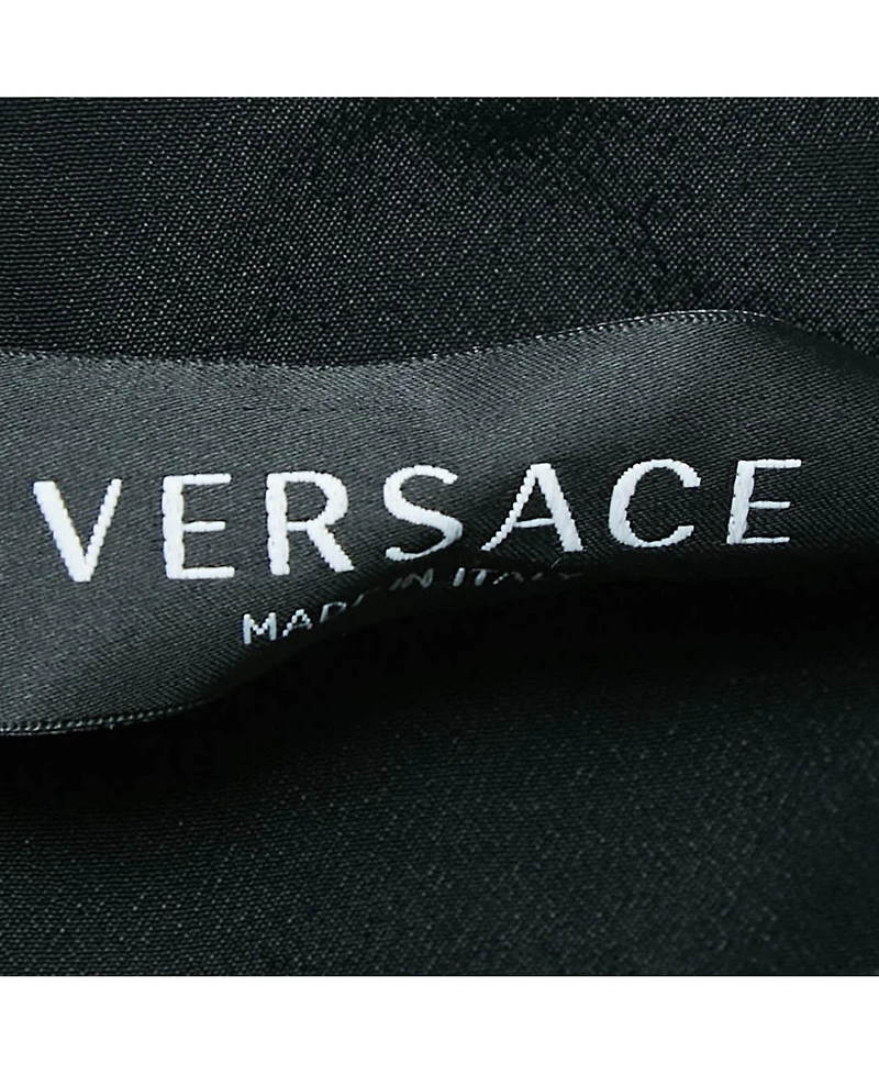 Pre-Owned Versace Women's Black Tweed Chain Insert Mini Skirt