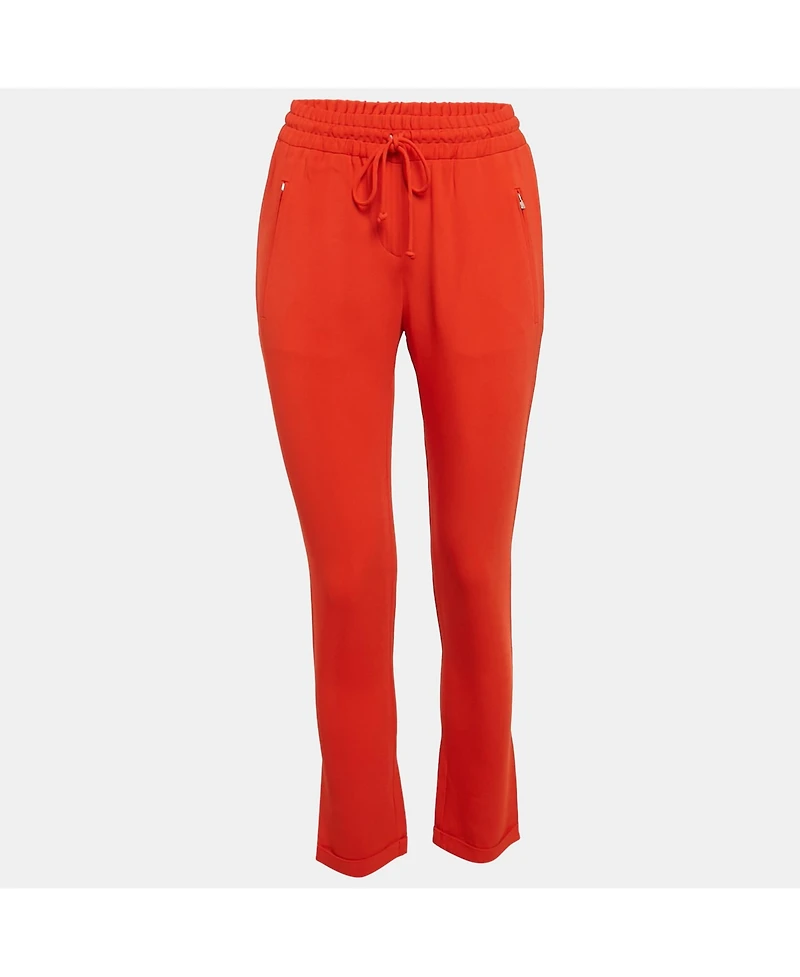 Pre-Owned Stella Mccartney Women's Orange Crepe Drawstring Trousers