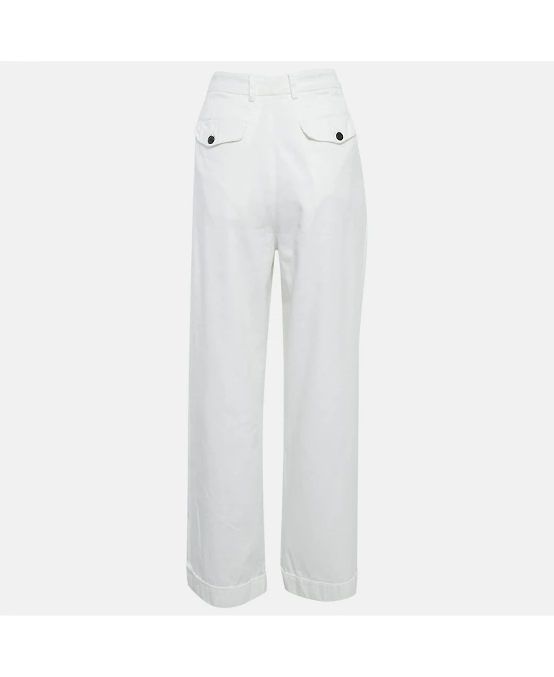 Pre-Owned Dries Van Noten Women's White Cotton Drill Tapered Jeans