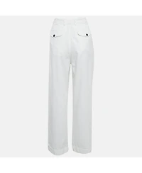 Pre-Owned Dries Van Noten Women's White Cotton Drill Tapered Jeans