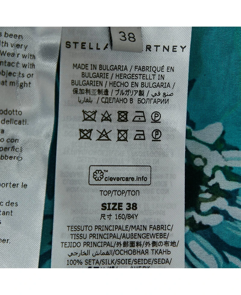 Pre-Owned Stella Mccartney Women's Blue Floral Print Silk Blouse