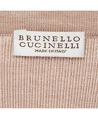 Pre-Owned Brunello Cucinelli Women's Beige Rib Knit Sleeveless Monili Bead Detail Cardigan