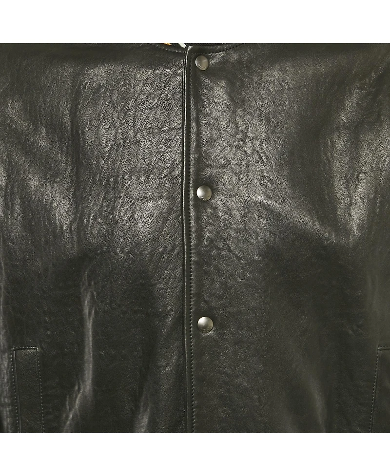 Pre-Owned Givenchy Men's Black Leather Monogram Bomber Jacket