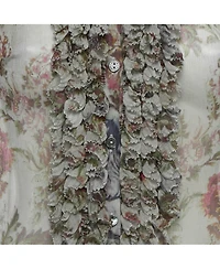 Pre-Owned Dolce & Gabbana Women's Floral Print Silk Ruche Shirt