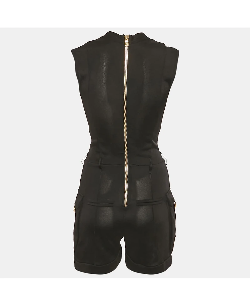 Pre-Owned Balmain Women's Black Knit Lace-Up Jumpsuit