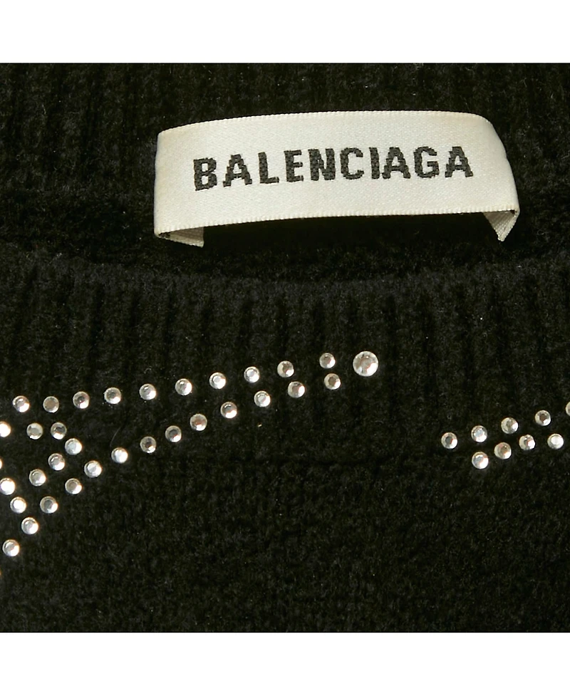 Pre-Owned Balenciaga Women's Black Eiffel Tower Crystal Fleece Pullover