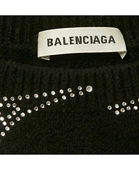 Pre-Owned Balenciaga Women's Black Eiffel Tower Crystal Fleece Pullover