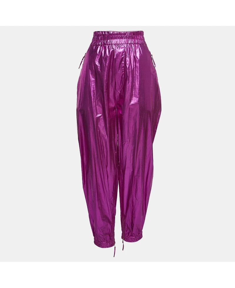 Pre-Owned Isabel Marant Women's Metallic Pink Cotton Carrot-Fit Galoni Trousers