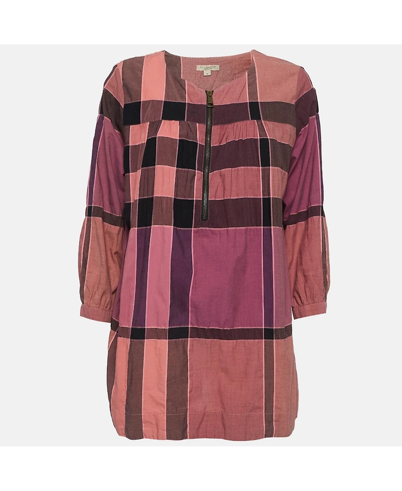 Pre-Owned Burberry Women's Brit Pink Checked Cotton Tunic