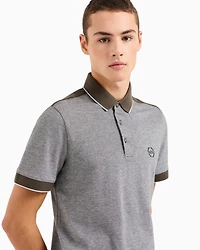 A|X Armani Exchange Men's Short Sleeve Heathered Contrast Trim Polo Shirt