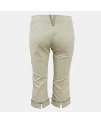 Pre-Owned Versace Women's Beige Studded Gabardine Cotton Capri Pants