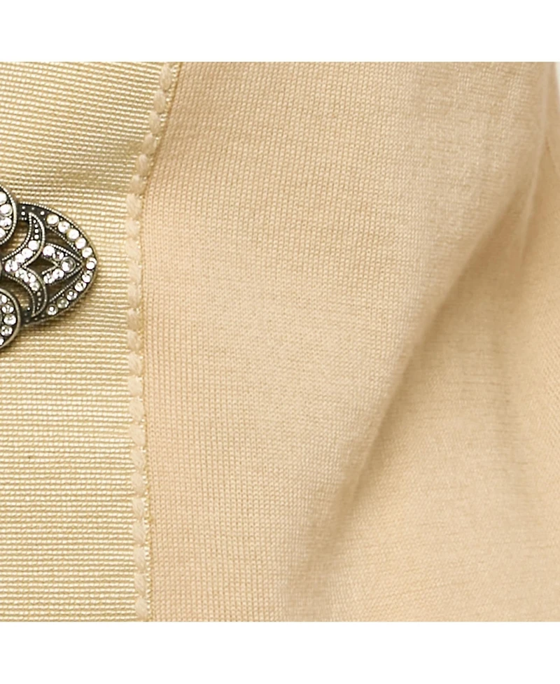 Pre-Owned Dolce & Gabbana Women's Beige Embellished Closure Knit Cardigan